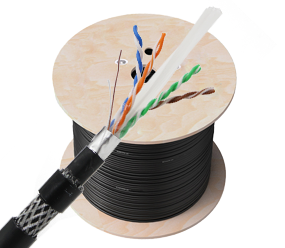 六类单屏蔽双护套钢丝编织铠装网线